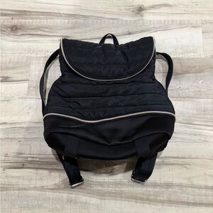 Stella & Dot Black Quilted Backpack with Cream Trim